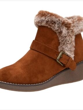 Cushionaire Rhodes Cozy Wedge Bootie- Chestnut